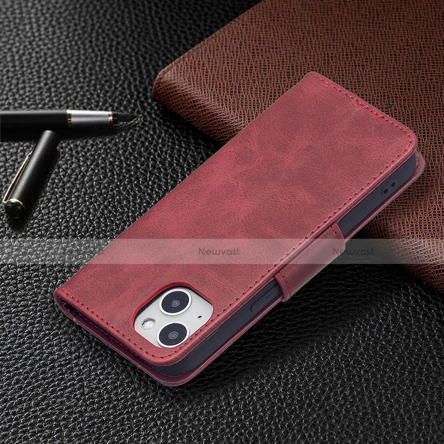 Leather Case Stands Flip Cover L01 Holder for Apple iPhone 13 Red