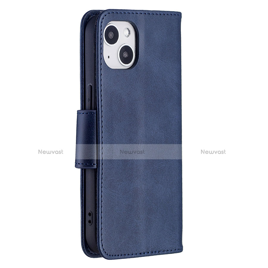 Leather Case Stands Flip Cover L01 Holder for Apple iPhone 14 Plus Blue