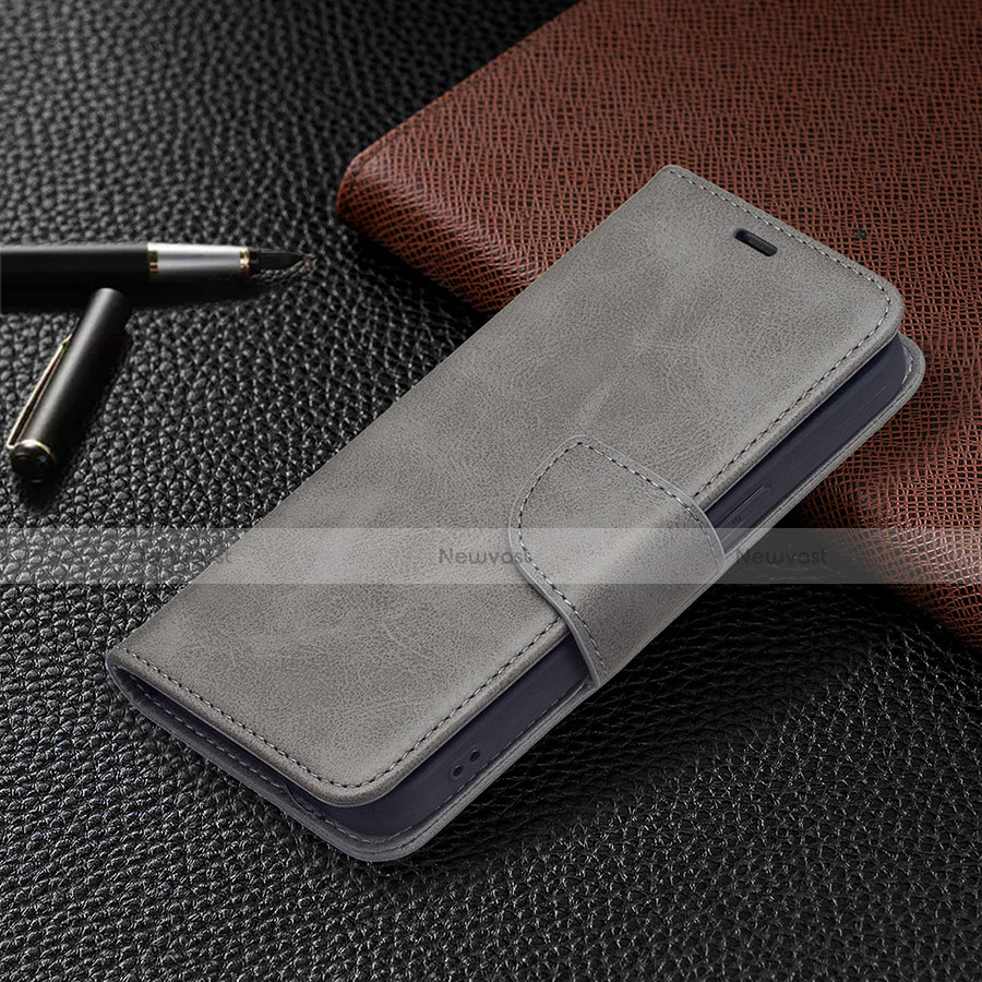 Leather Case Stands Flip Cover L01 Holder for Apple iPhone 14 Plus Gray