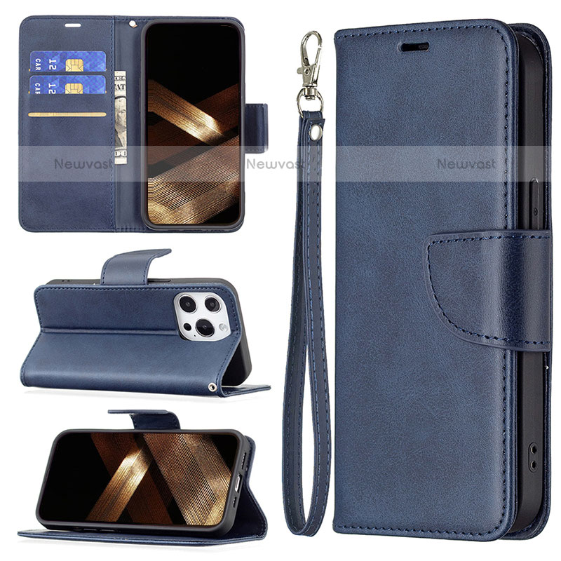 Leather Case Stands Flip Cover L01 Holder for Apple iPhone 14 Pro Blue