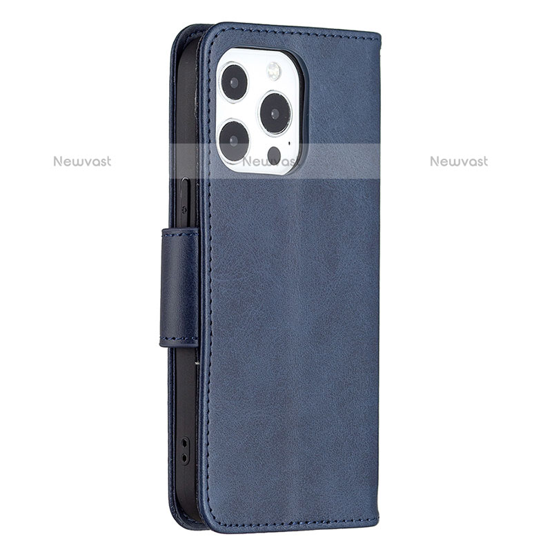 Leather Case Stands Flip Cover L01 Holder for Apple iPhone 14 Pro Blue