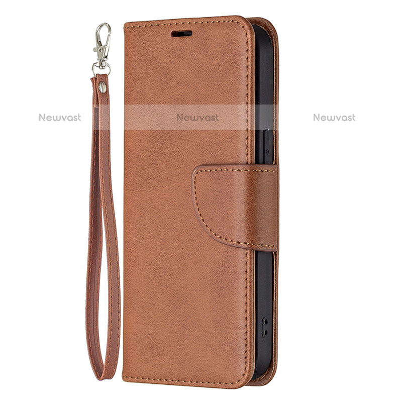 Leather Case Stands Flip Cover L01 Holder for Apple iPhone 14 Pro Brown