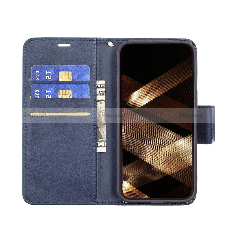 Leather Case Stands Flip Cover L01 Holder for Apple iPhone 14 Pro Max Blue