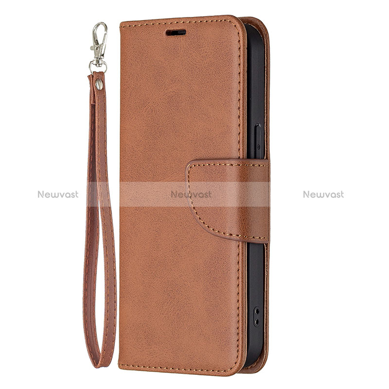 Leather Case Stands Flip Cover L01 Holder for Apple iPhone 14 Pro Max Brown