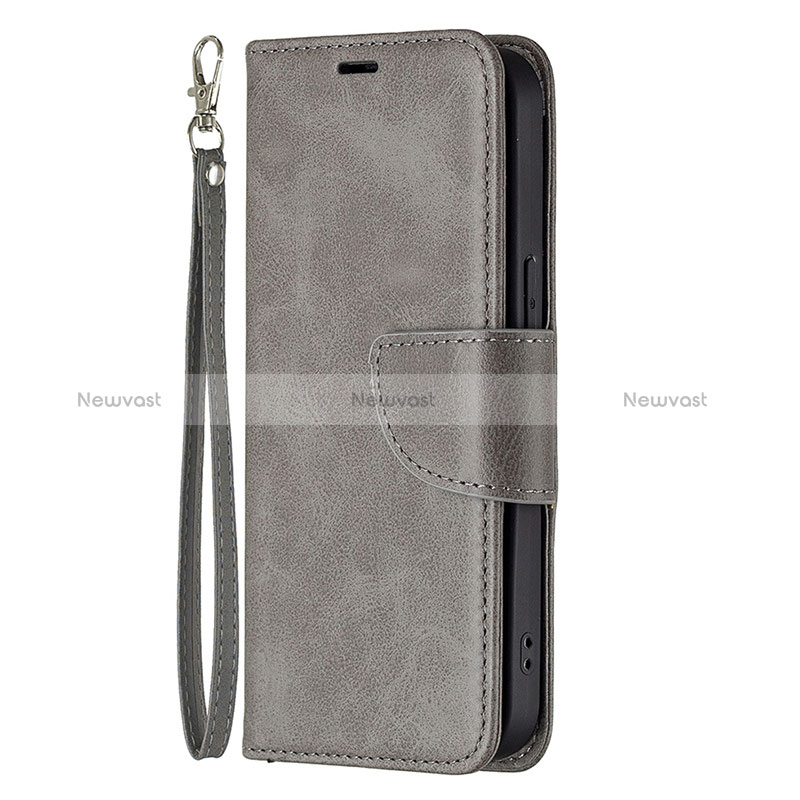 Leather Case Stands Flip Cover L01 Holder for Apple iPhone 14 Pro Max Dark Gray