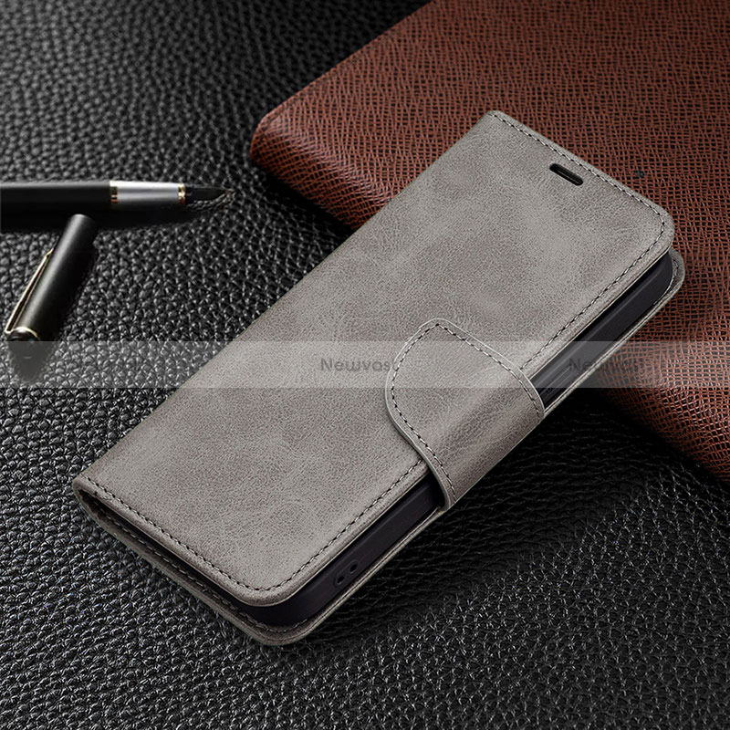 Leather Case Stands Flip Cover L01 Holder for Apple iPhone 14 Pro Max Dark Gray