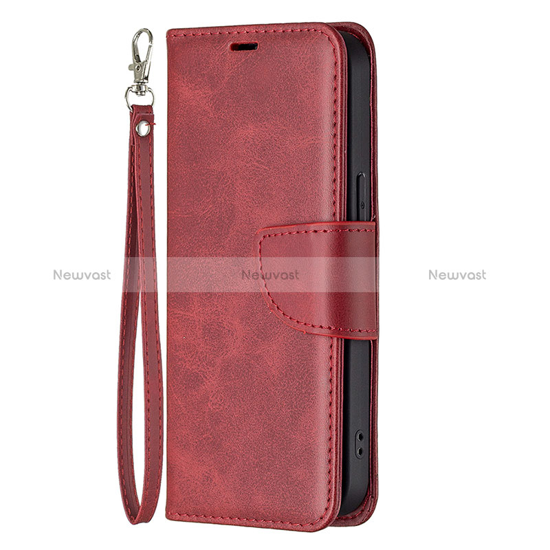 Leather Case Stands Flip Cover L01 Holder for Apple iPhone 14 Pro Max Red