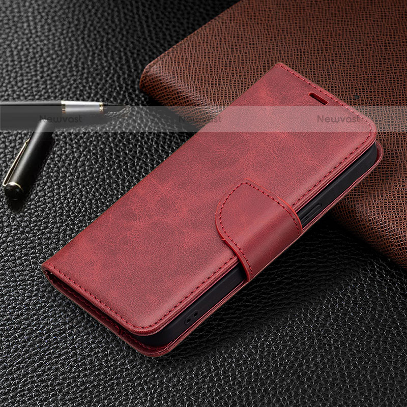 Leather Case Stands Flip Cover L01 Holder for Apple iPhone 14 Pro Red