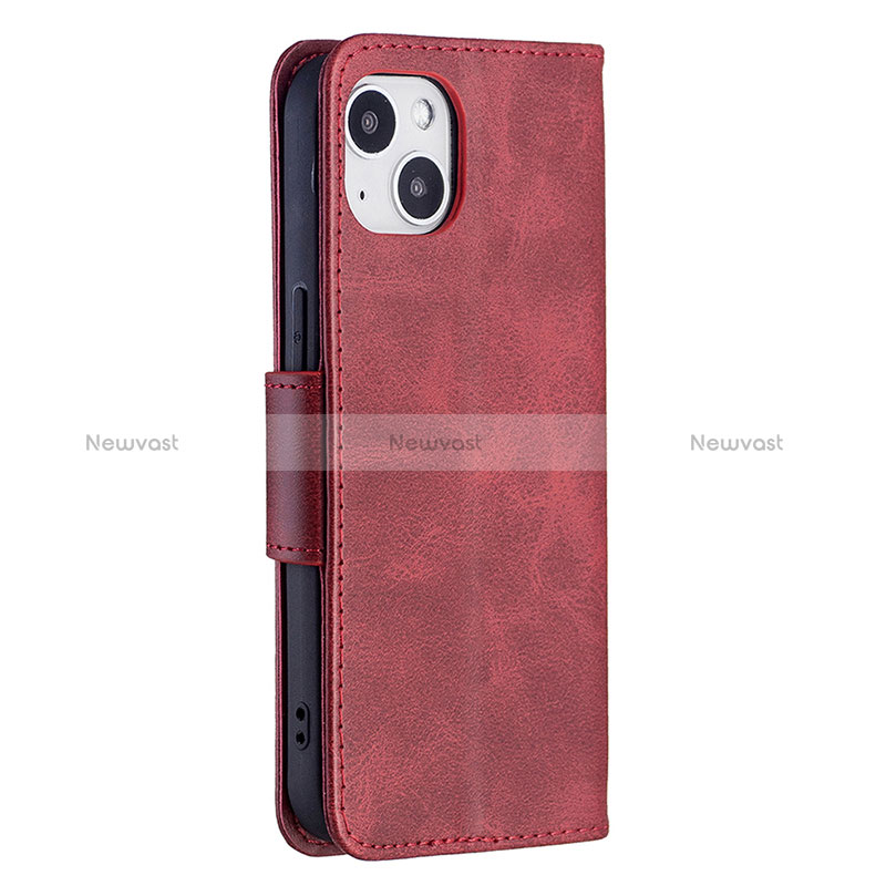 Leather Case Stands Flip Cover L01 Holder for Apple iPhone 15 Plus Red