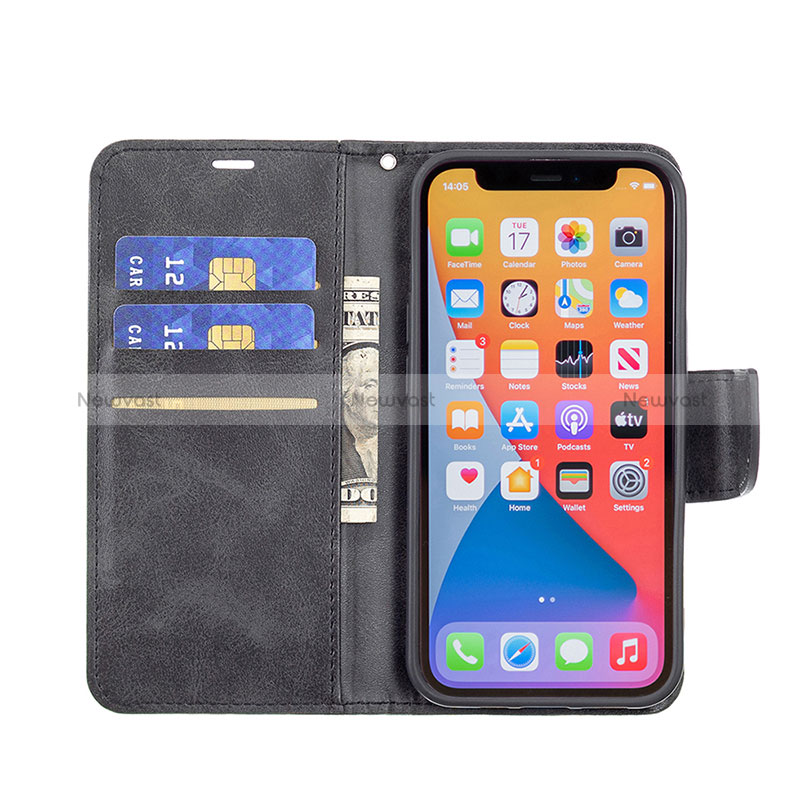 Leather Case Stands Flip Cover L01 Holder for Apple iPhone 15 Pro Black