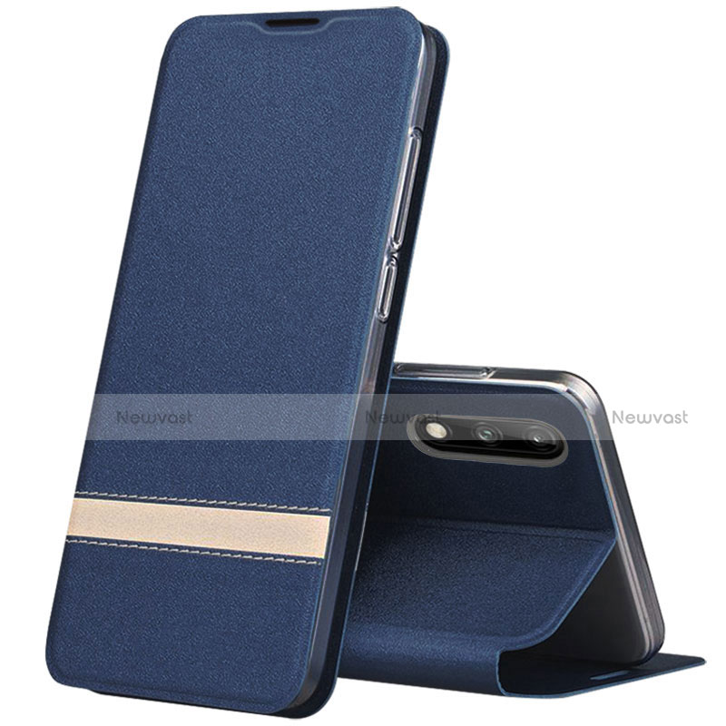 Leather Case Stands Flip Cover L01 Holder for Huawei Enjoy 10 Blue