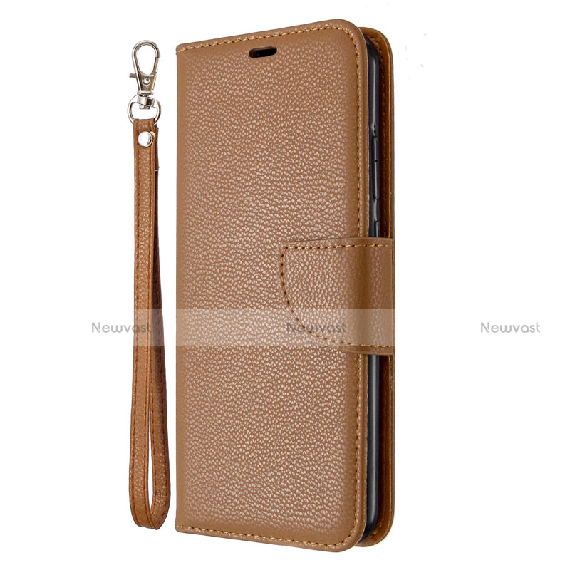 Leather Case Stands Flip Cover L01 Holder for Huawei Honor 9C Brown