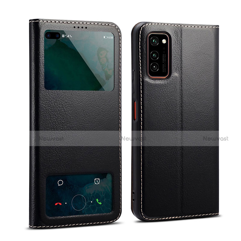 Leather Case Stands Flip Cover L01 Holder for Huawei Honor View 30 Pro 5G Black