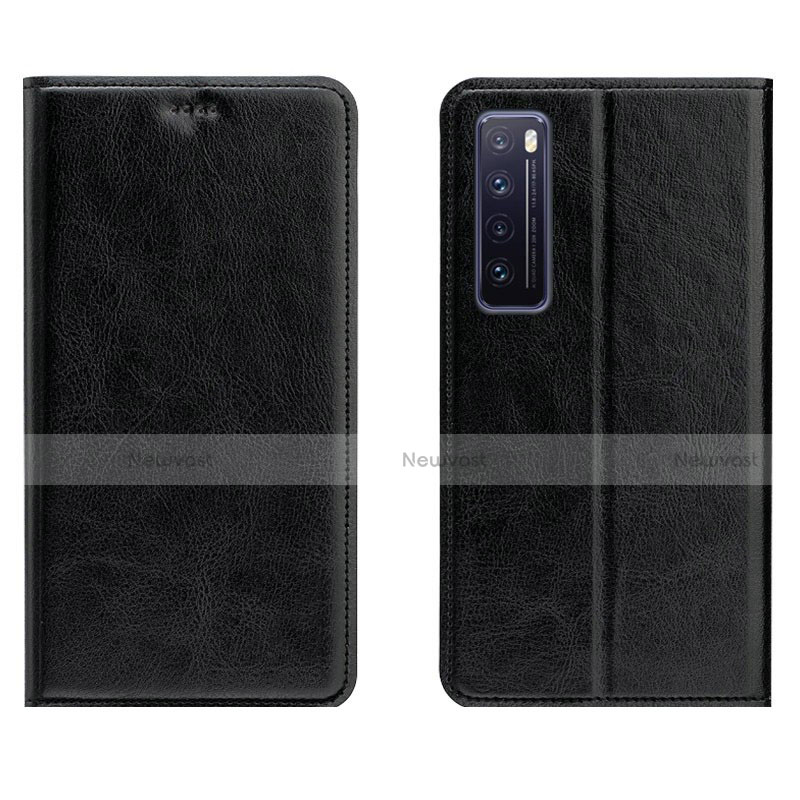 Leather Case Stands Flip Cover L01 Holder for Huawei Nova 7 5G Black