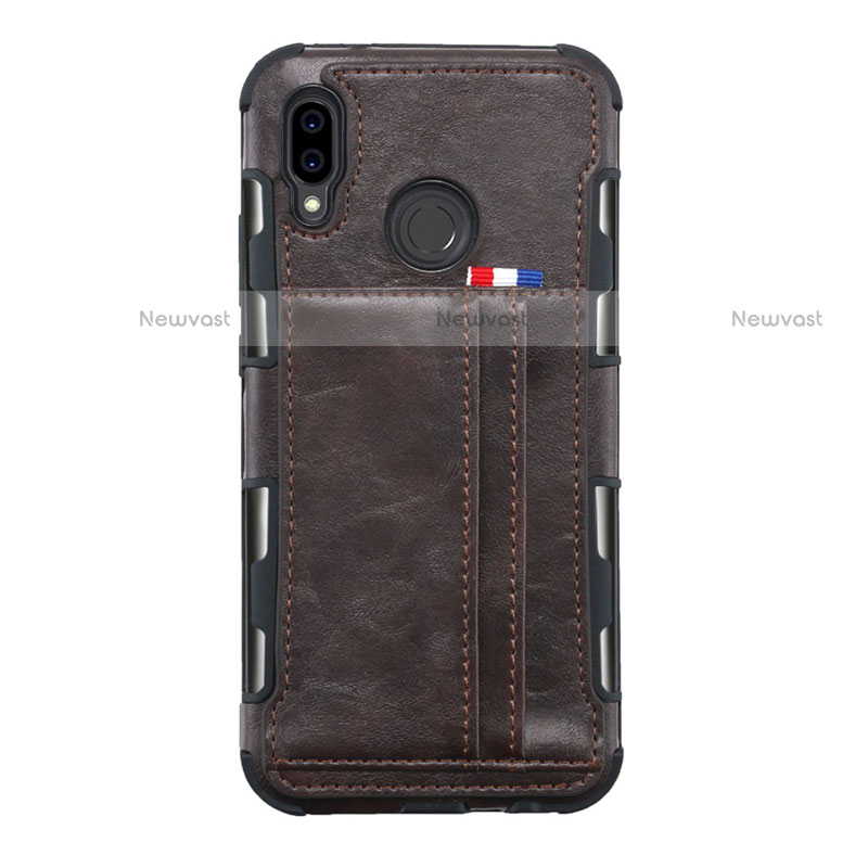 Leather Case Stands Flip Cover L01 Holder for Huawei P20 Lite Brown