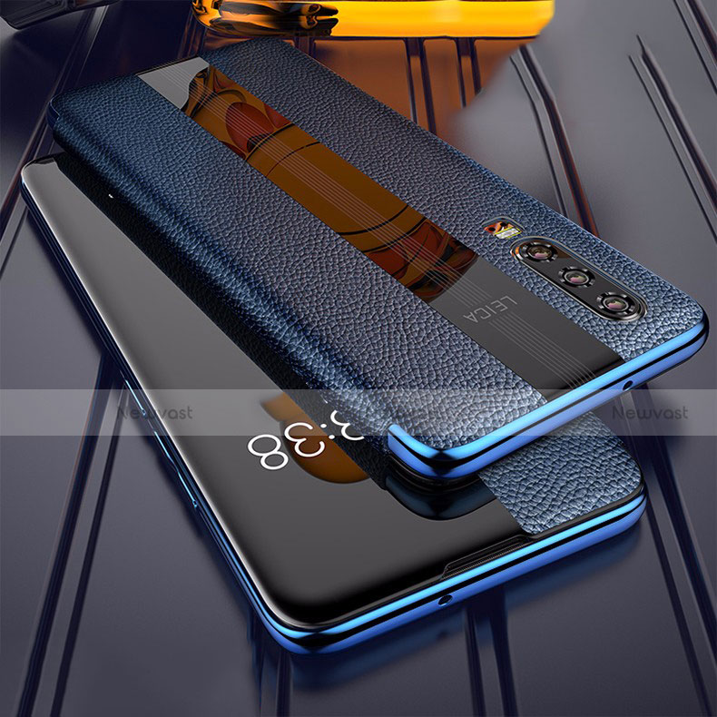 Leather Case Stands Flip Cover L01 Holder for Huawei P30 Blue