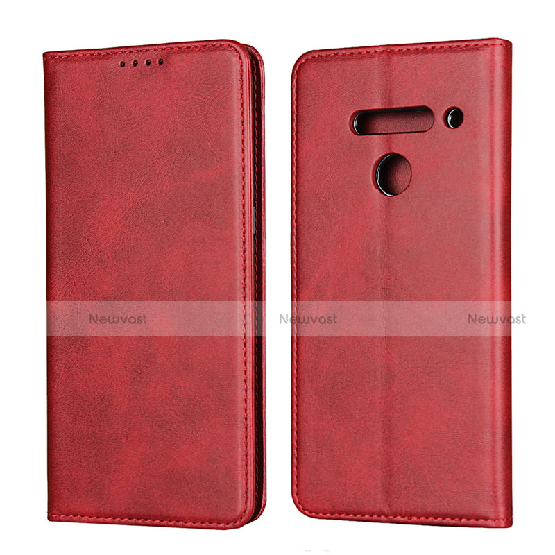 Leather Case Stands Flip Cover L01 Holder for LG V50 ThinQ 5G Red