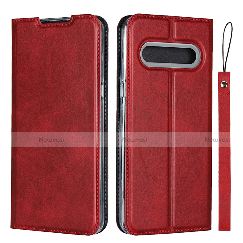 Leather Case Stands Flip Cover L01 Holder for LG V60 ThinQ 5G Red