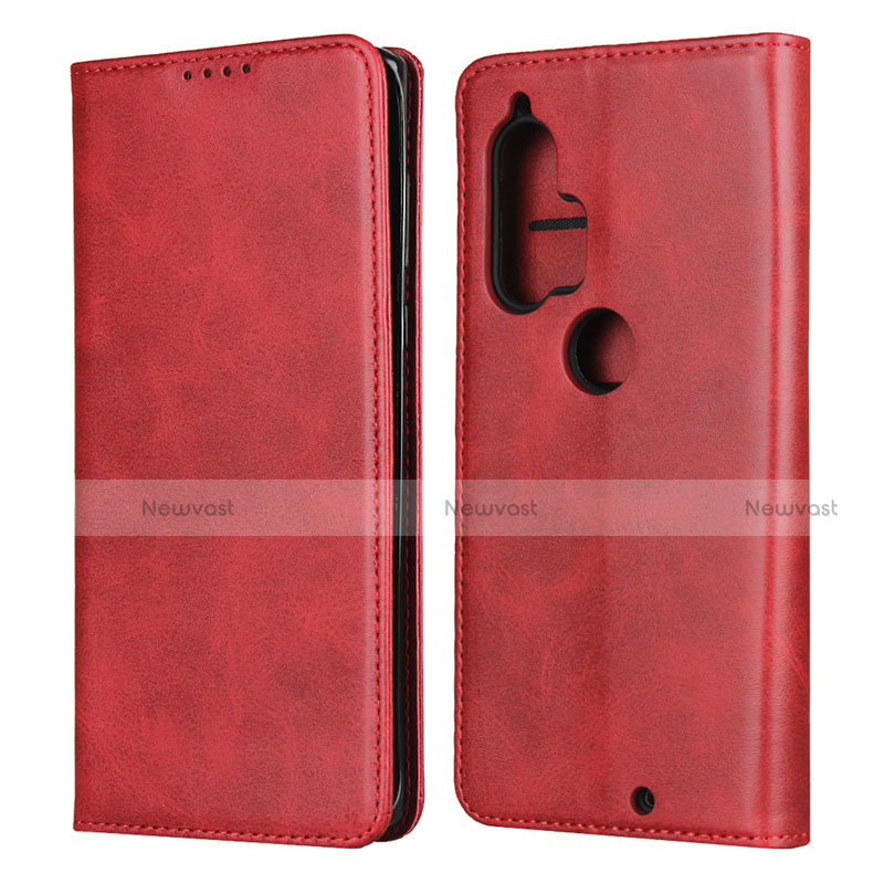 Leather Case Stands Flip Cover L01 Holder for Motorola Moto Edge Plus Red