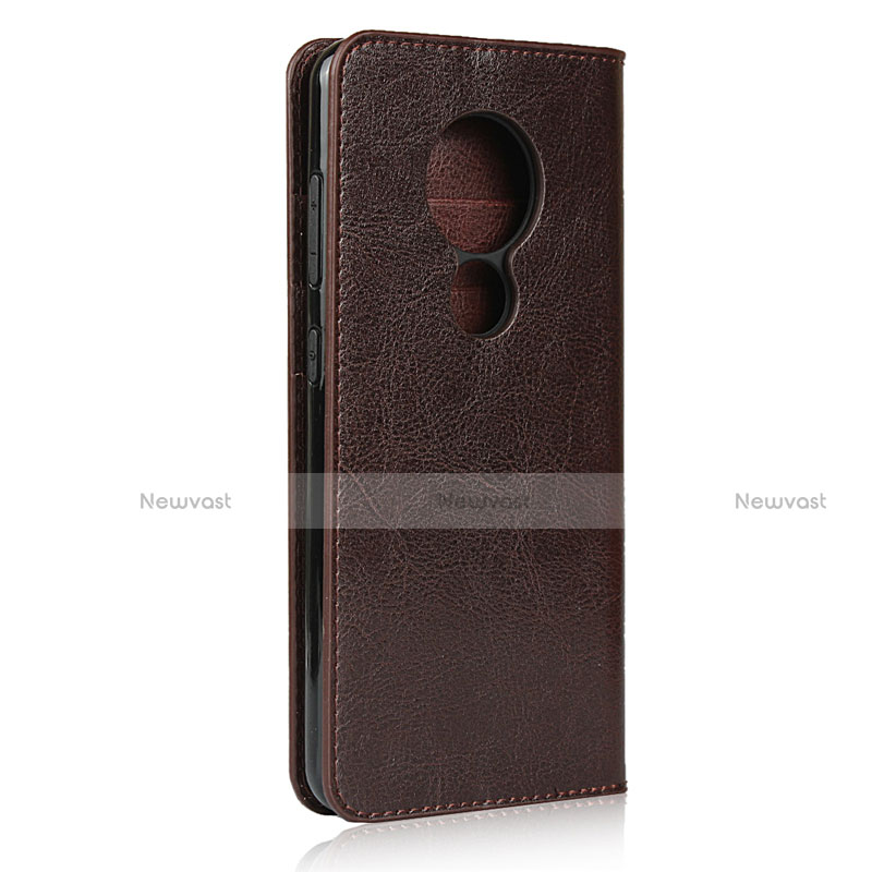 Leather Case Stands Flip Cover L01 Holder for Nokia 7.2 Brown