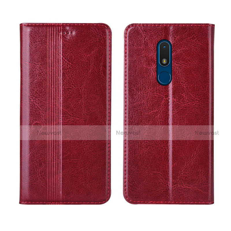 Leather Case Stands Flip Cover L01 Holder for Nokia C3 Red