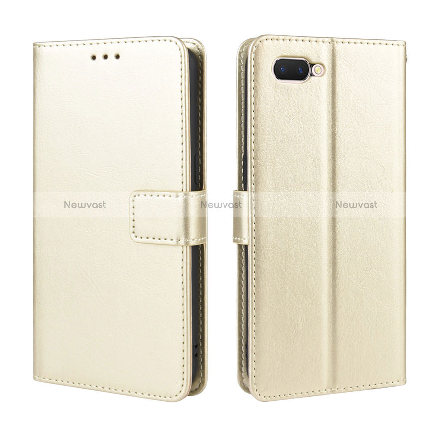 Leather Case Stands Flip Cover L01 Holder for Oppo A12e Gold