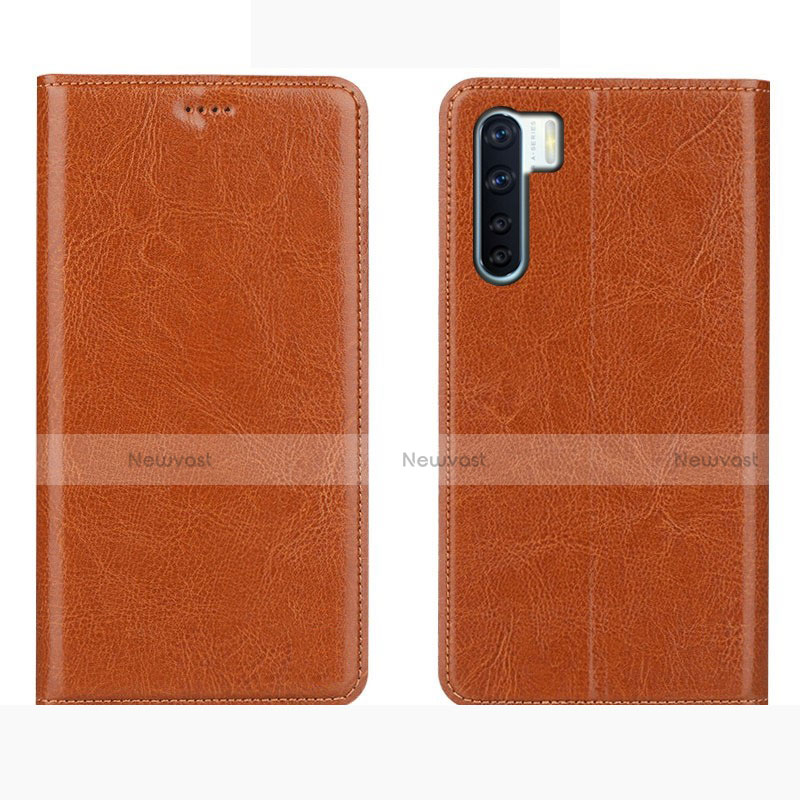 Leather Case Stands Flip Cover L01 Holder for Oppo A91 Orange