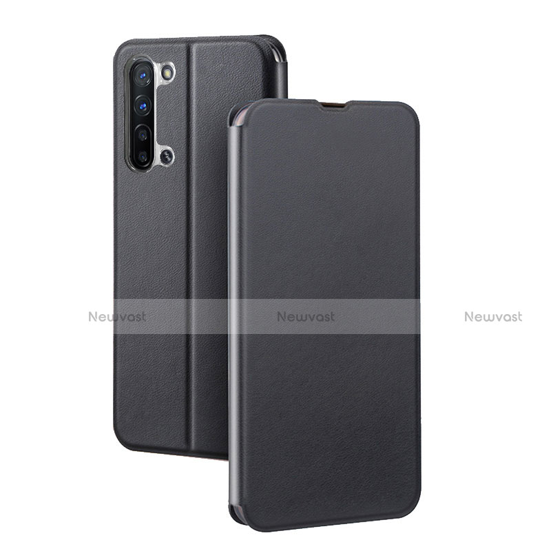 Leather Case Stands Flip Cover L01 Holder for Oppo F15 Black