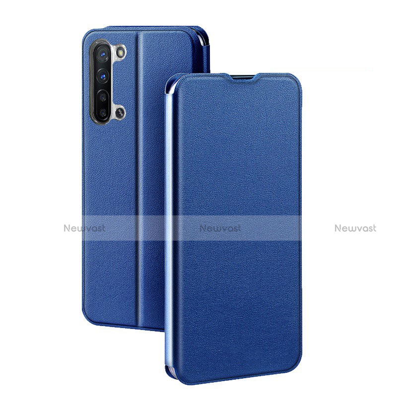 Leather Case Stands Flip Cover L01 Holder for Oppo F15 Blue