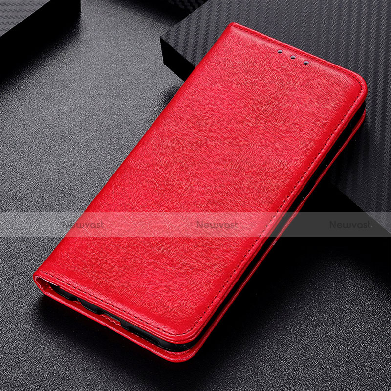 Leather Case Stands Flip Cover L01 Holder for Oppo F17 Pro Red