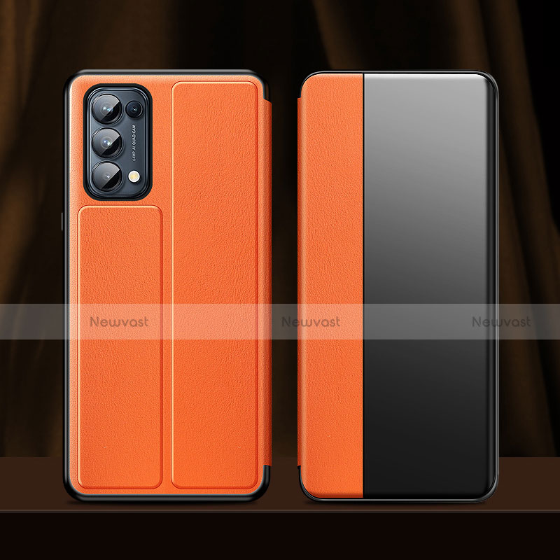 Leather Case Stands Flip Cover L01 Holder for Oppo Find X3 Lite 5G Orange