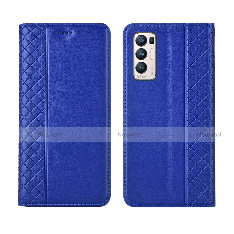 Leather Case Stands Flip Cover L01 Holder for Oppo Find X3 Neo 5G Blue