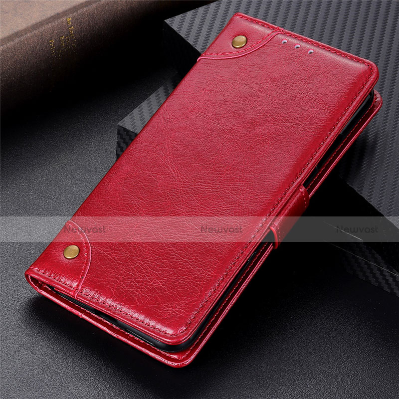Leather Case Stands Flip Cover L01 Holder for Realme 7 Red