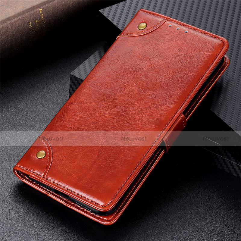 Leather Case Stands Flip Cover L01 Holder for Realme Narzo 30 4G Light Brown