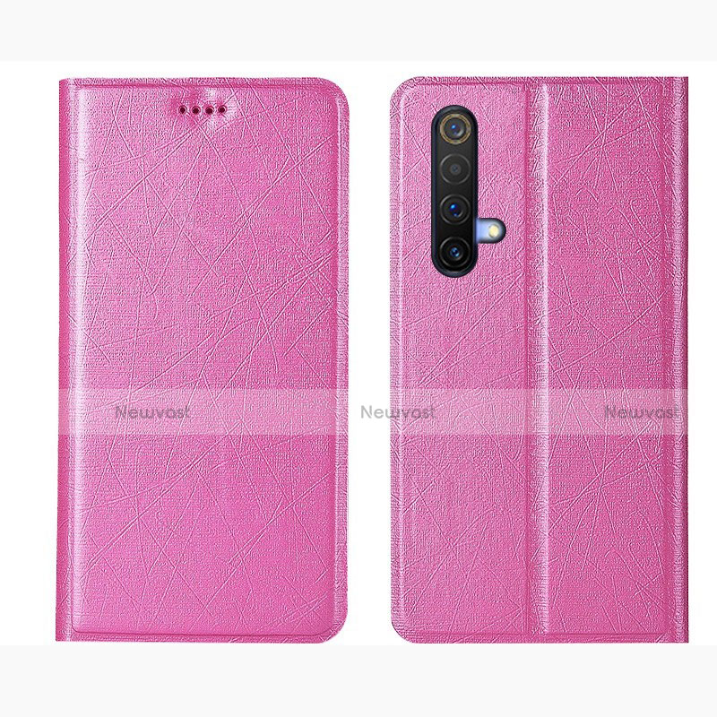 Leather Case Stands Flip Cover L01 Holder for Realme X50 5G Pink