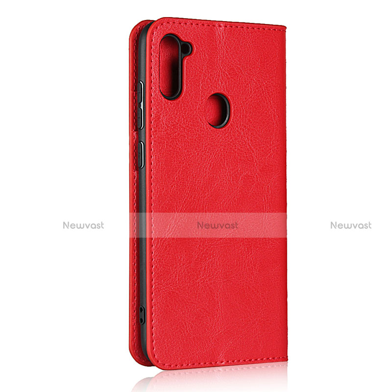 Leather Case Stands Flip Cover L01 Holder for Samsung Galaxy A11 Red