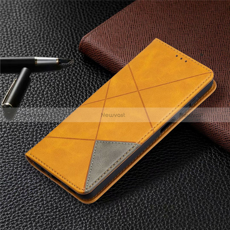 Leather Case Stands Flip Cover L01 Holder for Samsung Galaxy A12 5G Yellow