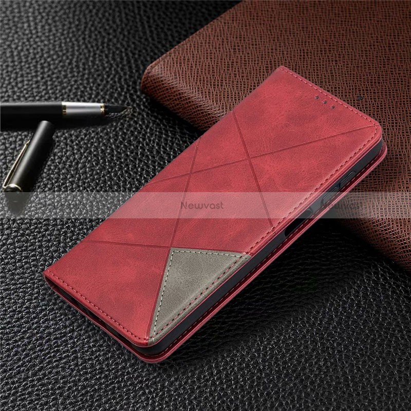 Leather Case Stands Flip Cover L01 Holder for Samsung Galaxy A12 Nacho Red