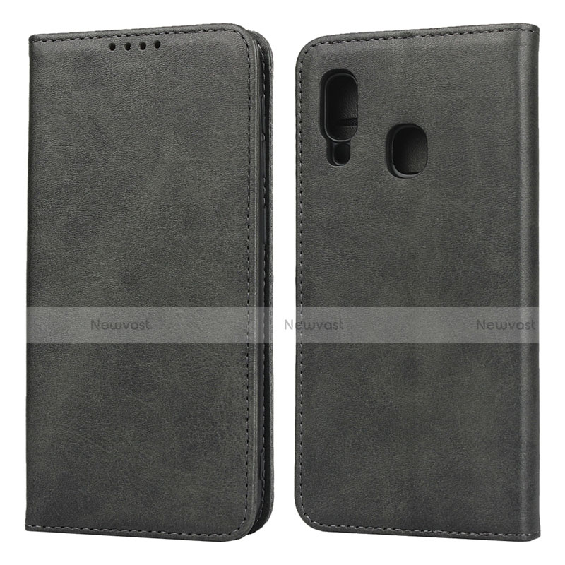 Leather Case Stands Flip Cover L01 Holder for Samsung Galaxy A20e Black