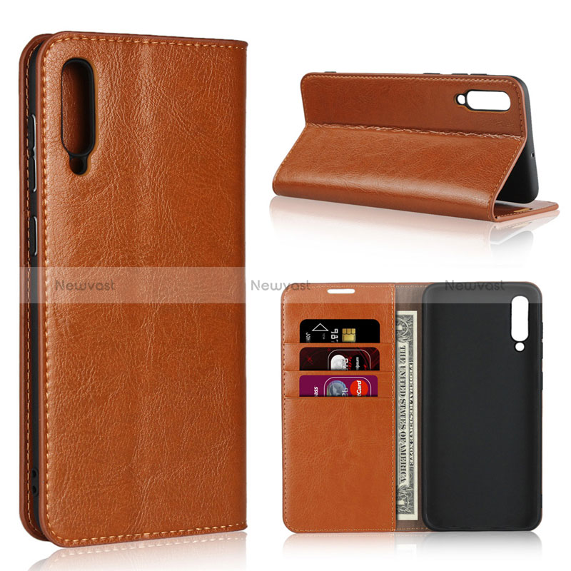 Leather Case Stands Flip Cover L01 Holder for Samsung Galaxy A50S Orange