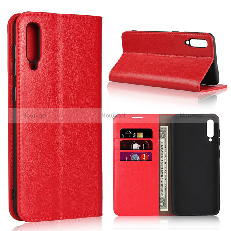 Leather Case Stands Flip Cover L01 Holder for Samsung Galaxy A50S Red