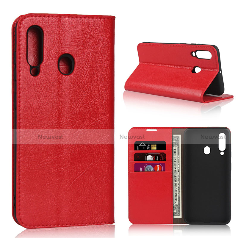 Leather Case Stands Flip Cover L01 Holder for Samsung Galaxy A60 Red