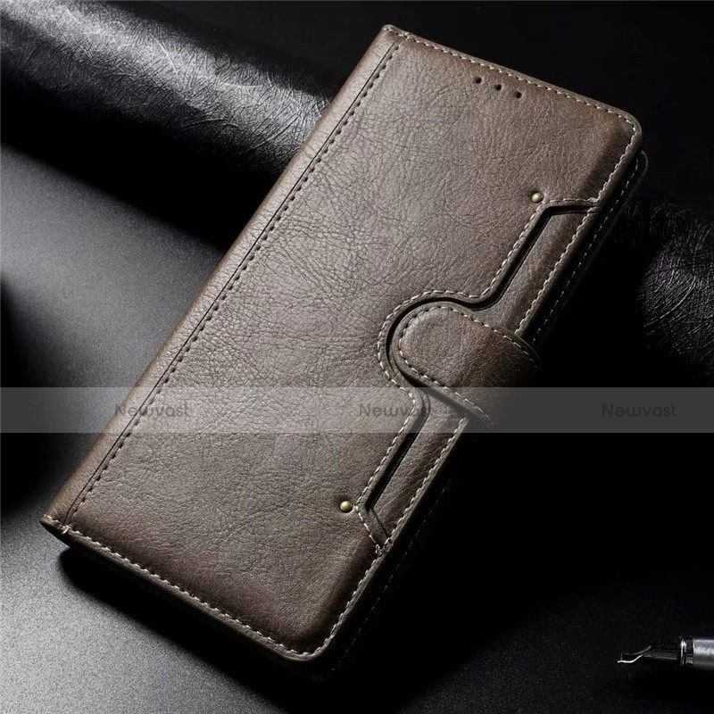 Leather Case Stands Flip Cover L01 Holder for Samsung Galaxy A71 5G Gray