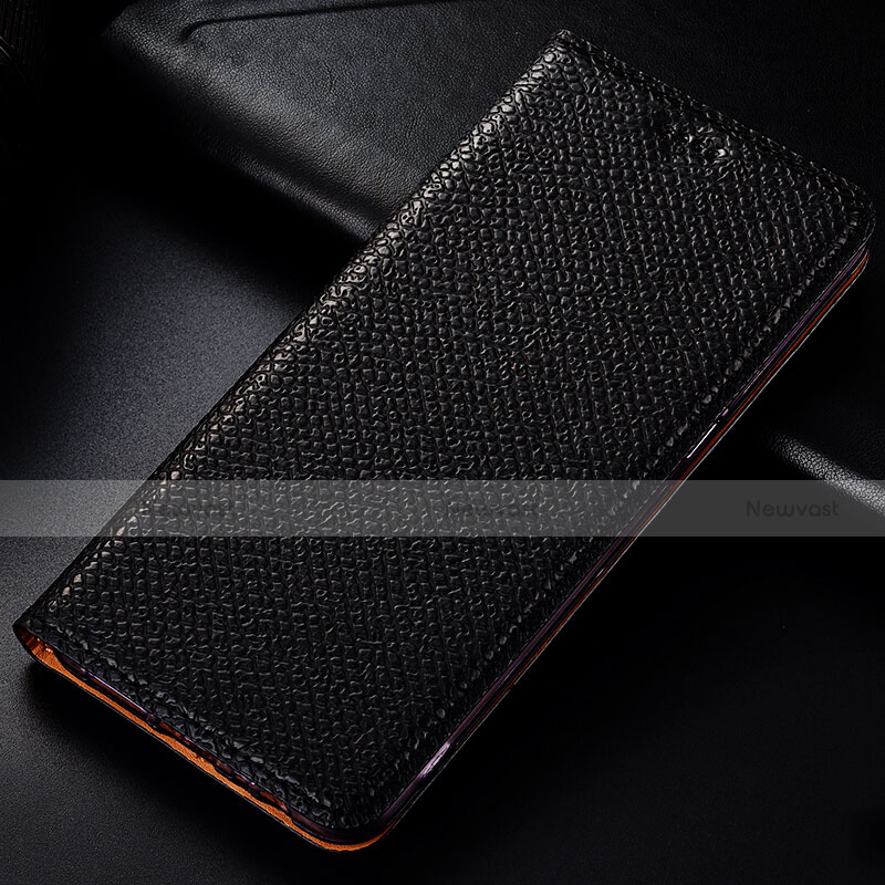 Leather Case Stands Flip Cover L01 Holder for Samsung Galaxy A81 Black