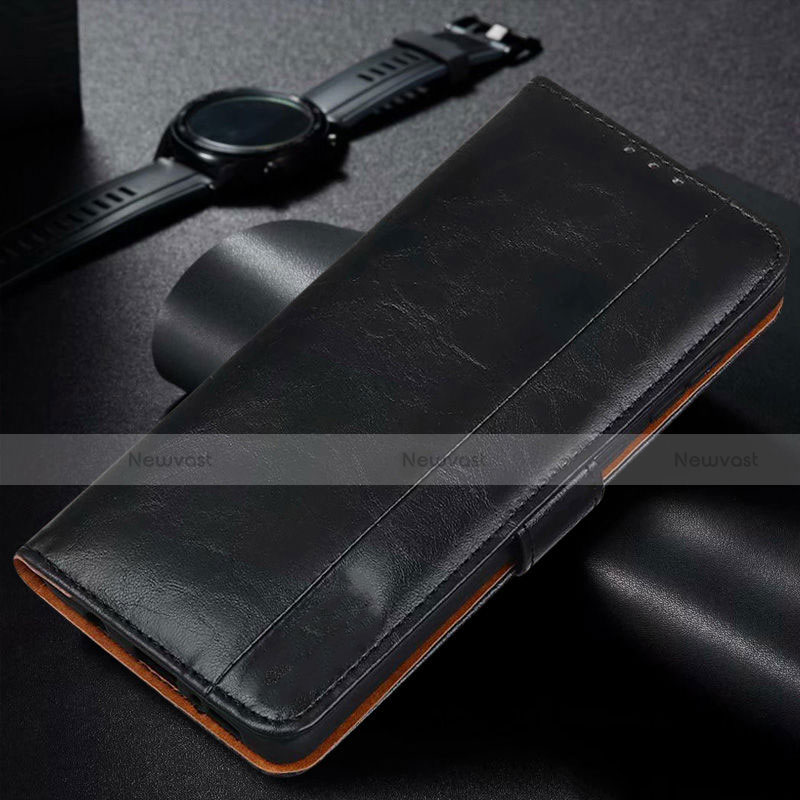 Leather Case Stands Flip Cover L01 Holder for Samsung Galaxy M21 Black