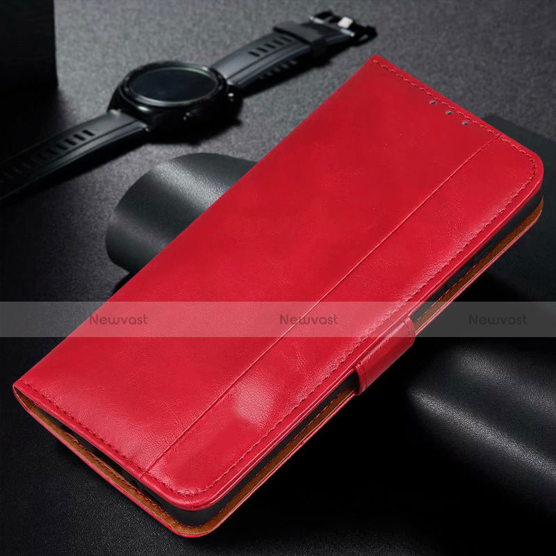 Leather Case Stands Flip Cover L01 Holder for Samsung Galaxy M21 Red