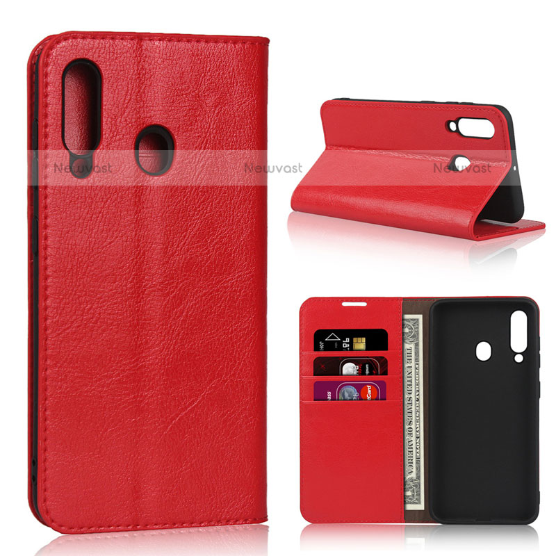 Leather Case Stands Flip Cover L01 Holder for Samsung Galaxy M40 Red