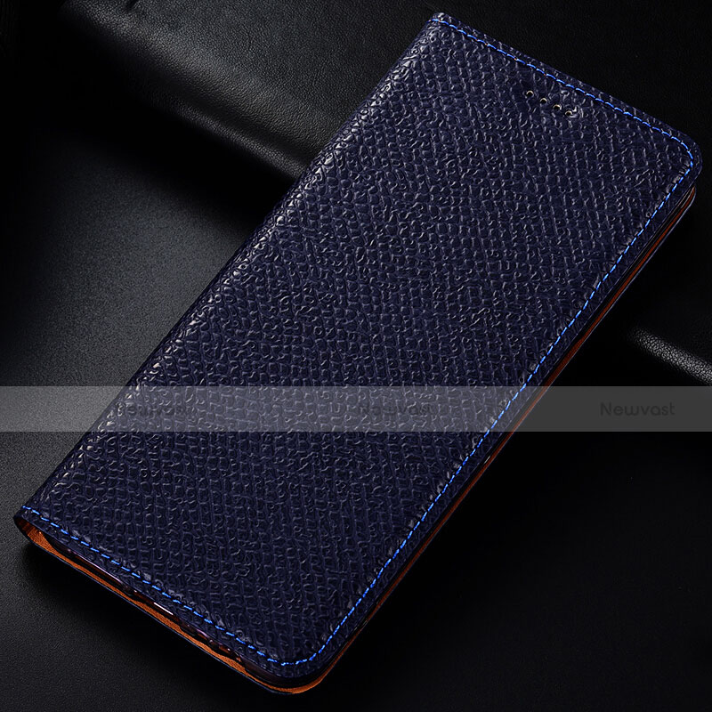 Leather Case Stands Flip Cover L01 Holder for Samsung Galaxy M60s Blue