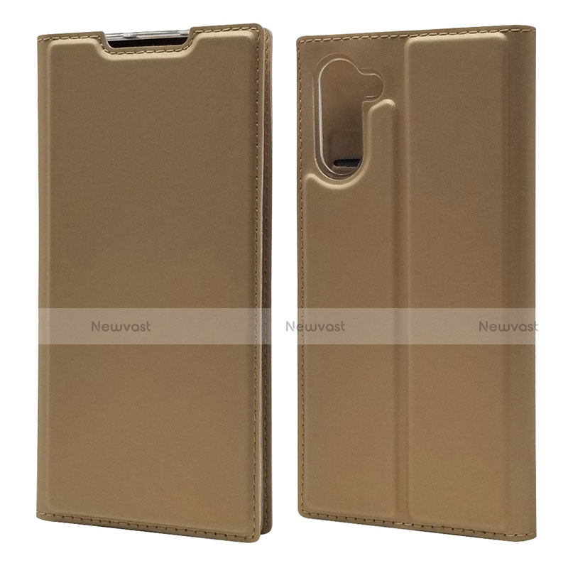 Leather Case Stands Flip Cover L01 Holder for Samsung Galaxy Note 10 Gold