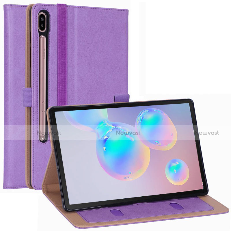 Leather Case Stands Flip Cover L01 Holder for Samsung Galaxy Tab S6 10.5 SM-T860 Purple